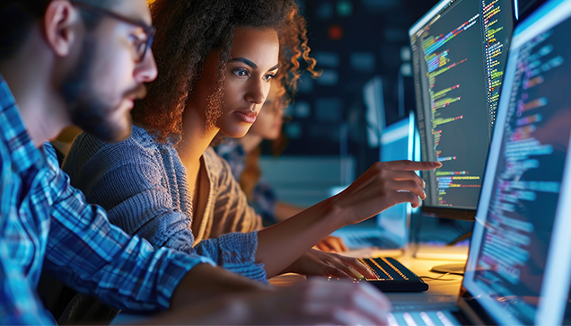 People looking at computers.