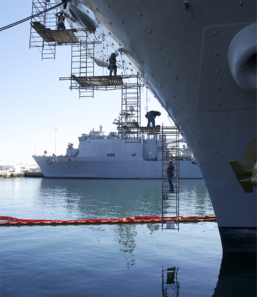 Ships in a shipyard