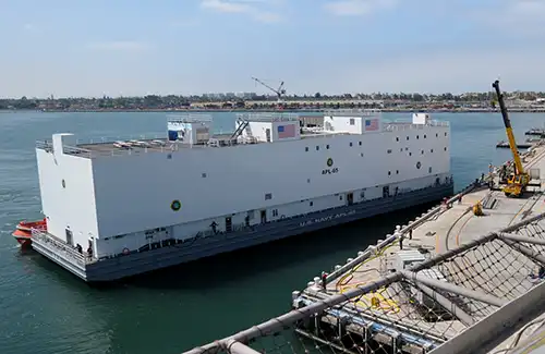 Barge at dock for repair.